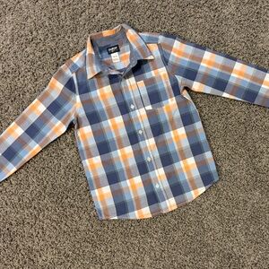 OshKosh B'gosh Blue, Navy & Orange Plaid Button-Down Shirt